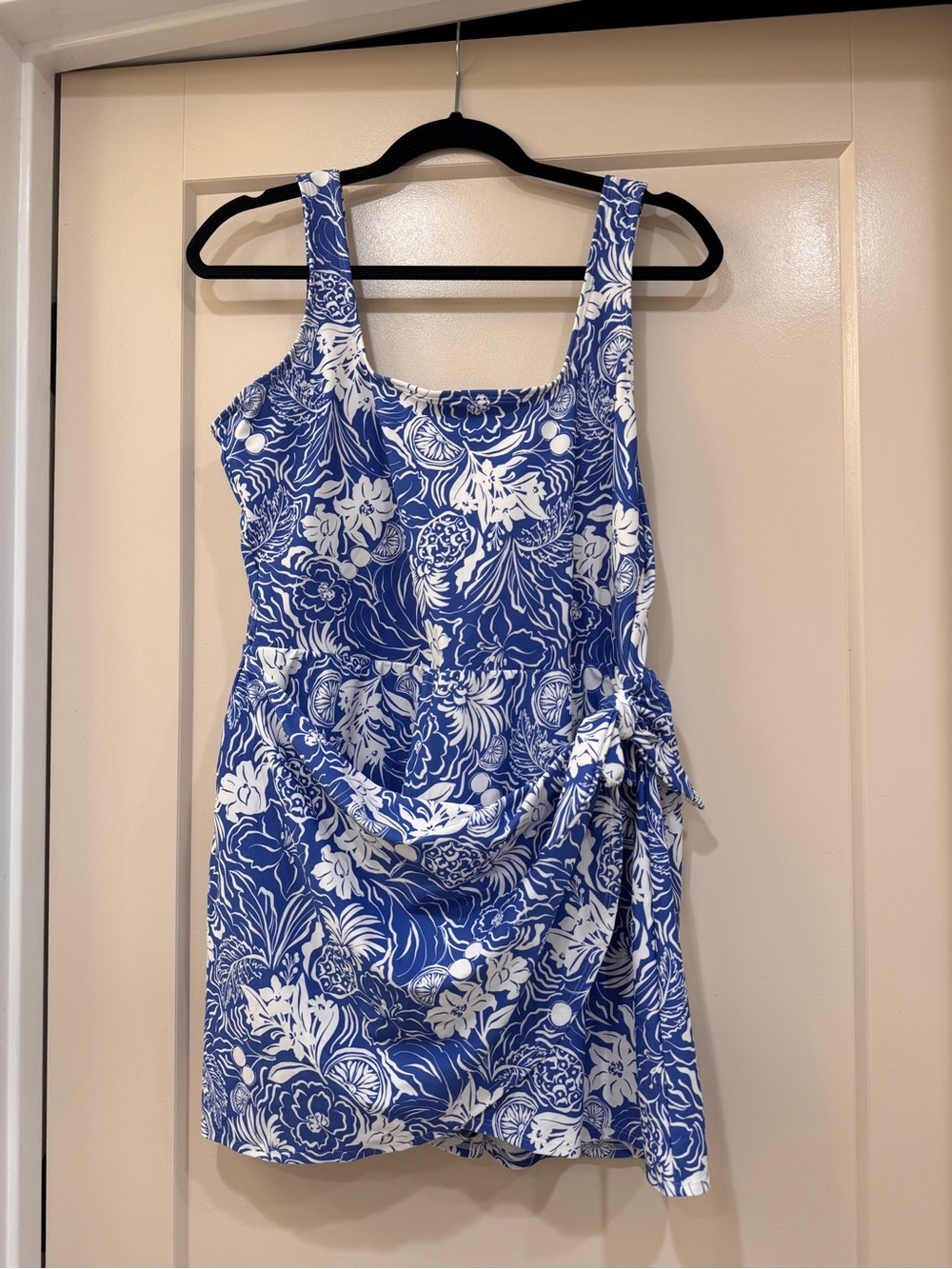 Old Navy Blue and White Floral One-piece Swimsuit with Skirt - Picture 2 of 4